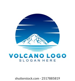 Volcano in the night logo design vector