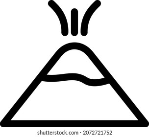 Volcano Outline Vector Icon Design
