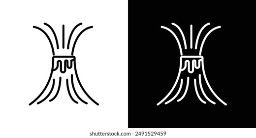 Volcano outlined icon set in black and white colors