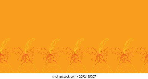 Volcano repeat orange background print design. Fun vector illustration. Surface border design for kids adventures.