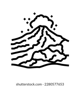 volcano rock landskape line icon vector. volcano rock landskape sign. isolated contour symbol black illustration