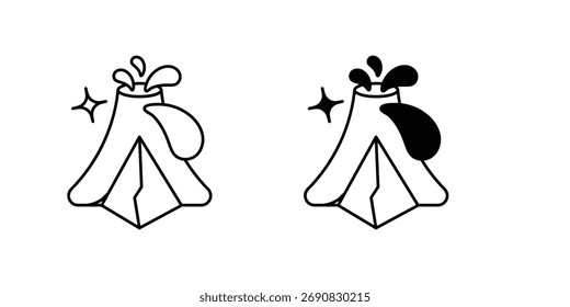 Ícone de conjunto vulcão com ilustração de estoque de vetor de fundo branco