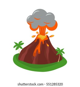 Volcano set vector illustration.