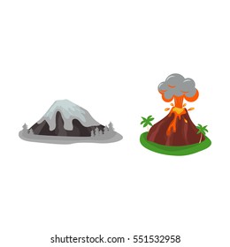 Volcano set vector illustration.