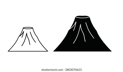 Volcano Shapes In Black And White Silhouette