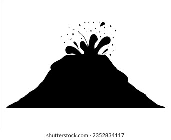 Volcano silhouette vector art white background