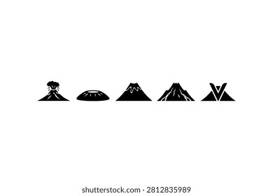 Volcano Silhouette Vector Collection Set