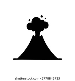 Volcano silhouette vector flat design on white background.
