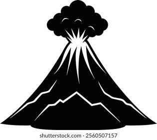 Volcano Silhouette Vector for Natural Disasters and Adventure-Themed Designs