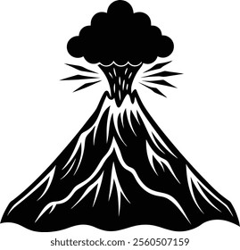 Volcano Silhouette Vector for Natural Disasters and Adventure-Themed Designs