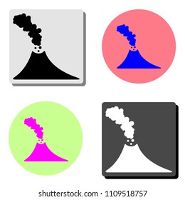 volcano. simple flat vector icon illustration on four different color backgrounds