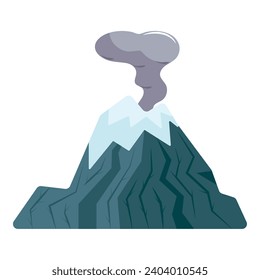 volcano with smoke drawing isolated design