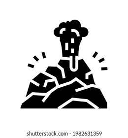 Vulkan Rauch Glyph Symbol Vektor. Rauchzeichen des Vulkans. isoliertes Kontursymbol