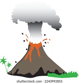 Volcano smokes during the eruption