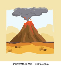 volcano spewing magma and hot clouds