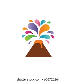 Volcano Splash Logo Vector