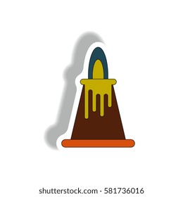 volcano sticker. volcano eruption and lava