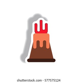 volcano sticker. volcano eruption and magma