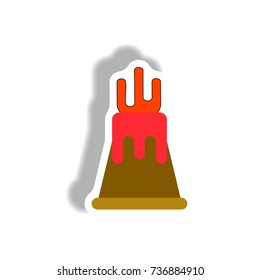 volcano sticker. volcano eruption and magma