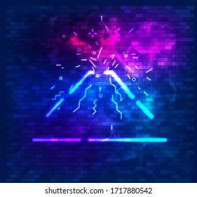 volcano stock vector neon background