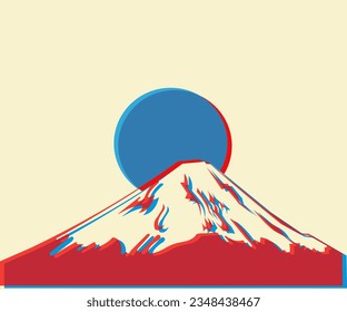 
volcano and sun rising risographic texture