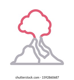 volcano vector color line icon  