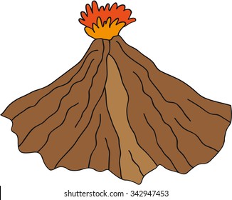 Volcano vector erupting illustration. 