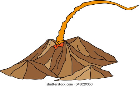 Volcano vector erupting illustration. 