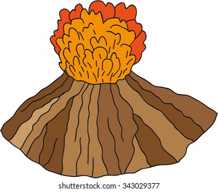 Volcano vector erupting illustration. 