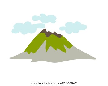 Volcano vector icon. Icelandic schematic nature, isolated on white background