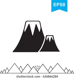 Volcano Vector Icon Isolated. Simple Logo or Sign of Mountain for Web Design