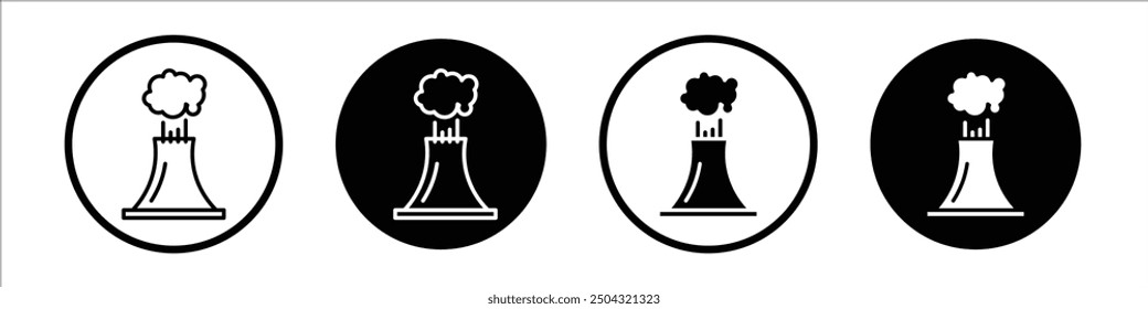 Conjunto de íconos de Vector de volcán relleno negro y estilo delineado.