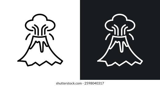 Volcano vector icon set in black and white color.