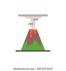 Ilustración vectorial del volcán, icono plano del volcán