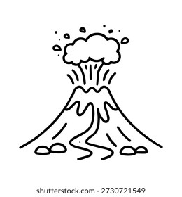 Ícone de linha de vetor vulcânico em um fundo branco.
Ícone de linha de vetor em um plano de fundo branco