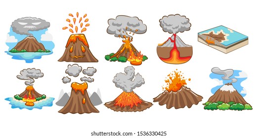 Volcano Vector Set Graphic Design