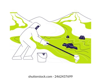 Volcanologist abstract concept vector illustration. Professional volcanologist sampling lava, ecology industry, environmental science, geologists activity, magma eruption abstract metaphor.