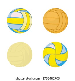 Voleyball ball icon set. Cartoon set of voleyball ball vector icons for web design isolated on white background