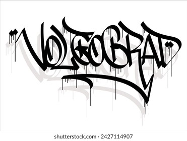 Estilo de etiqueta de graffiti de la ciudad de VOLGOGRAD