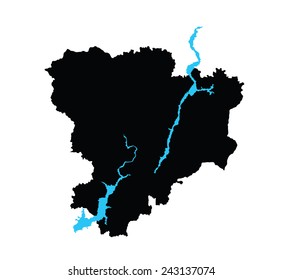 Volgograd Oblast map silhouette vector isolated on white background. High detailed silhouette illustration. Russia oblast map illustration 