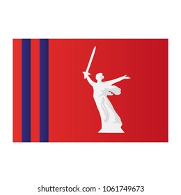 Volgograd Oblast national flag on white background texture. Vector, illustration, symbol federal subject of Russia.