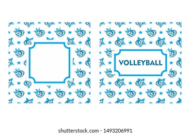 Volleball Seamless Pattern Frame Set of 2