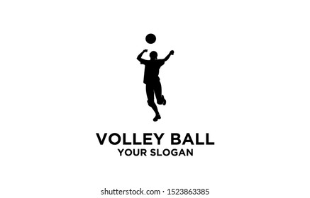 volley ball athlete logo silhouette vector template