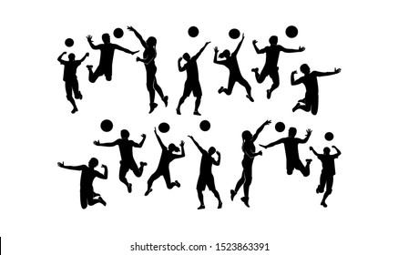 volley ball athlete logo silhouette vector template