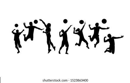 volley ball athlete logo silhouette vector template