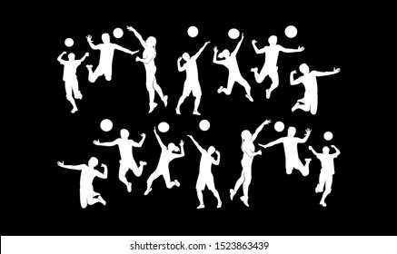 volley ball athlete logo silhouette vector template