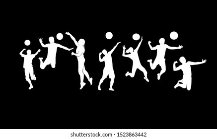 volley ball athlete logo silhouette vector template