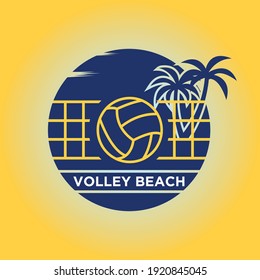 Volley Ball Beach Logo Design Vector