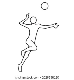 volley ball gestur smash outline vector