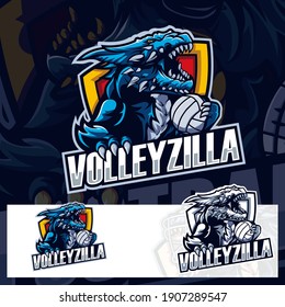 Volley Ball Godzila Sport Logo